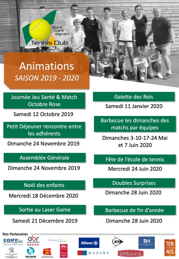 Calendrier Animations Stages Mont Saint Aignan Tennis Club